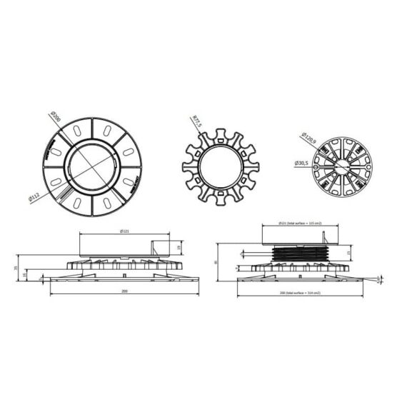 Plot réglable 35 à 60 mm pour terrasse bois DAKOTA – Image 2